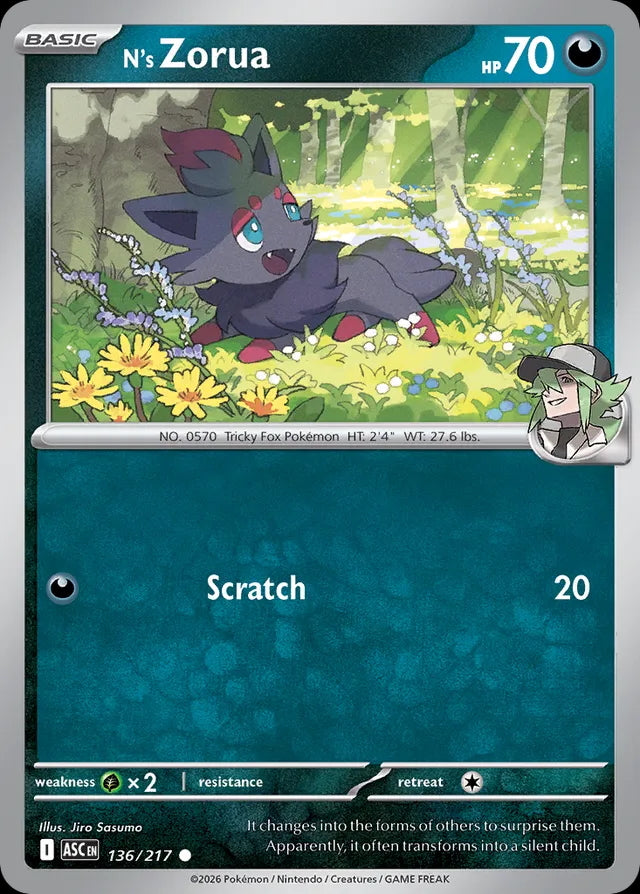 Ascended Heroes N’s Zorua #136/217