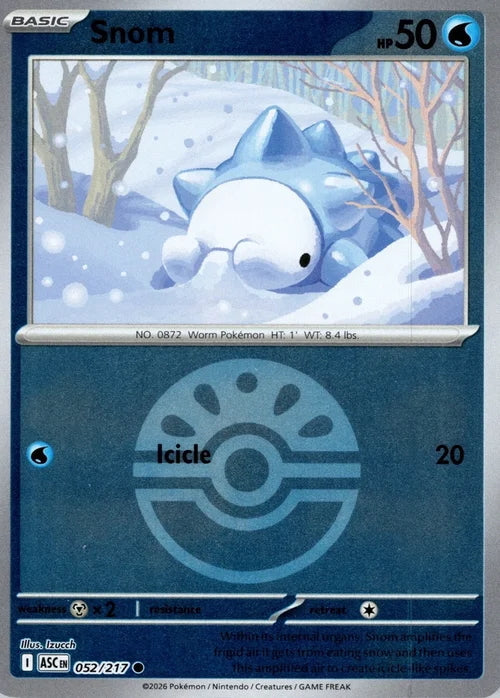 Ascended Heroes Snom #052/217 Pokeball Reverse Holo