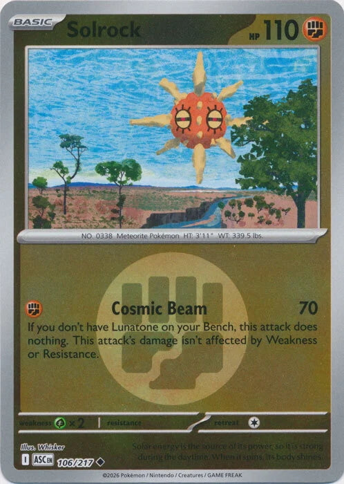 Ascended Heroes Solrock #106/217 Reverse Holo