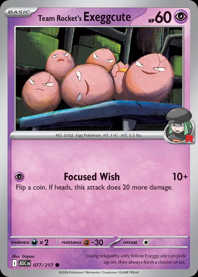 Ascended Heroes Team Rocket’s Exeggcute #077/217