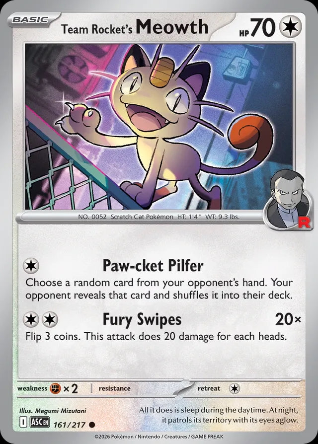 Ascended Heroes Team Rocket’s Meowth #161/217