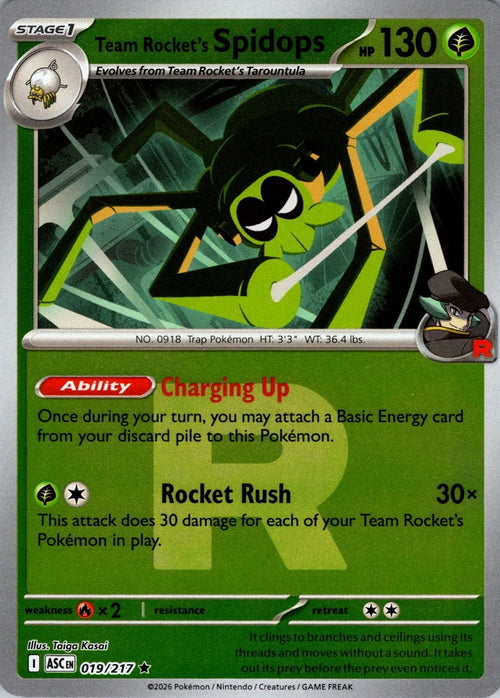 Ascended Heroes Team Rocket’s Spidops #019/217 Rocket Reverse Holo