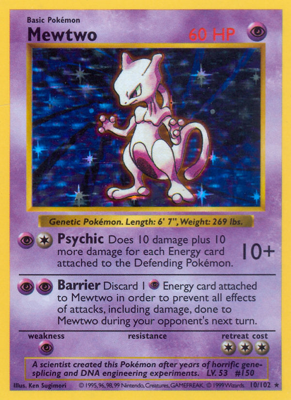 Base set Holo Mewtwo #10/102 shadowless