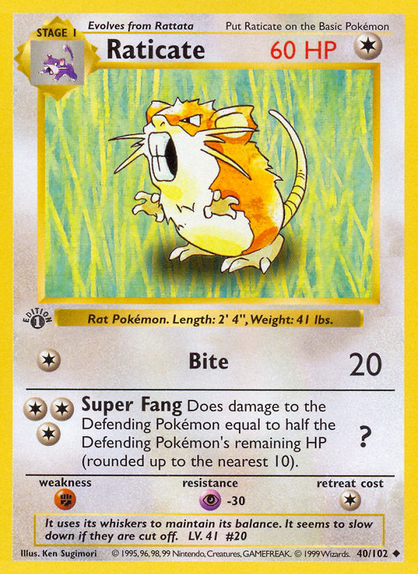 Base set Raticate #40/102 first edition