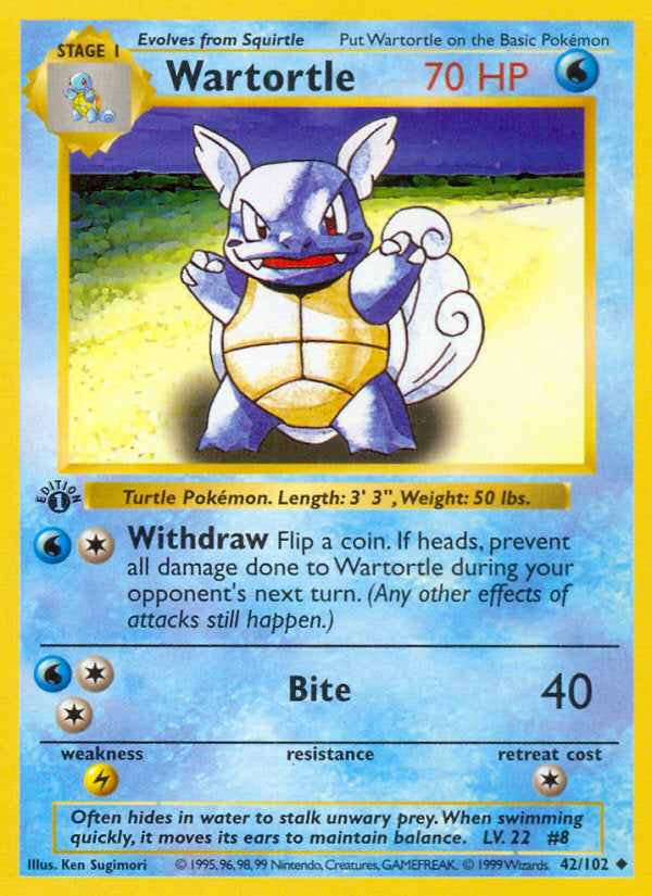 Base set Wartortle #42/102 first edition