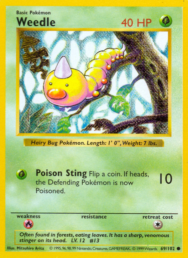 Base set Weedle #69/102 shadowless