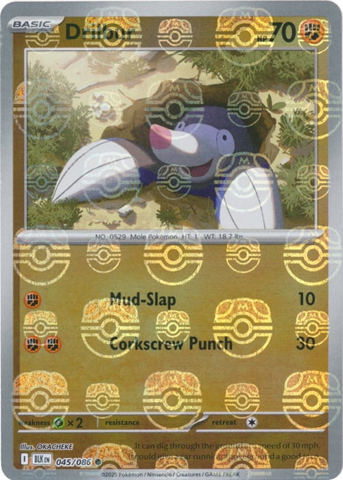Black Bolt Drilbur #45/86 Masterball Holo