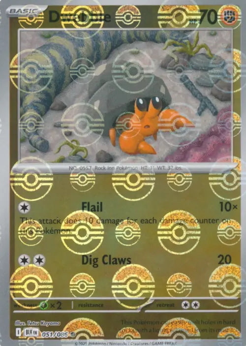 Black Bolt Dwebble #51/86 Pokeball Holo