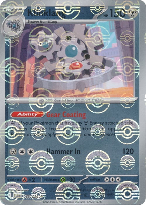 Black Bolt Klinklang #63/86 Pokeball Holo