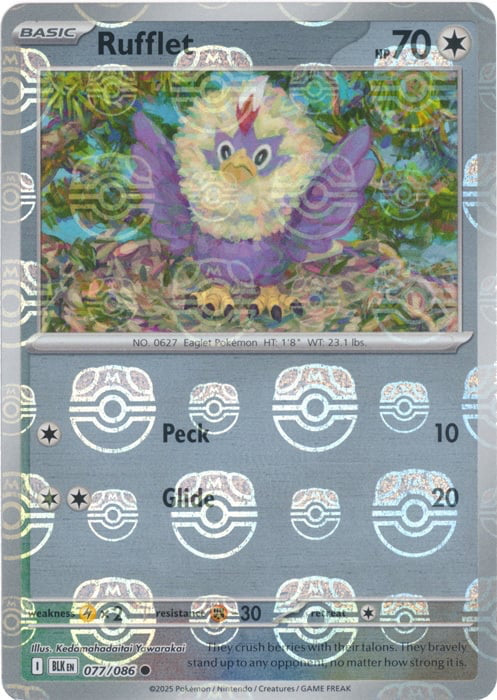 Black Bolt Rufflet #77/86 Masterball Holo