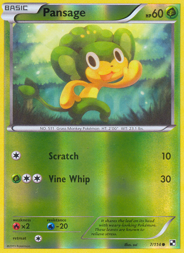 Black & White Pansage #7/114 reverse holo