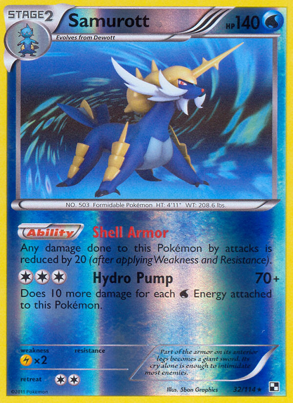 Black & White Samurott #32/114 reverse holo