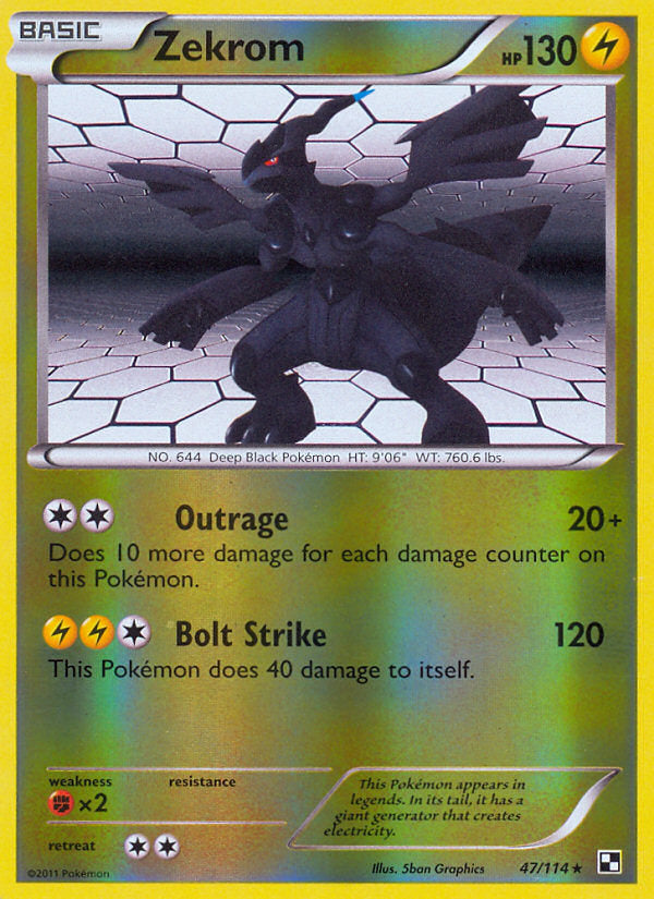 Black & White Zekrom #47/114 reverse holo