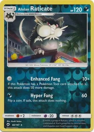Burning Shadows Alolan Raticate #82/147 reverse holo