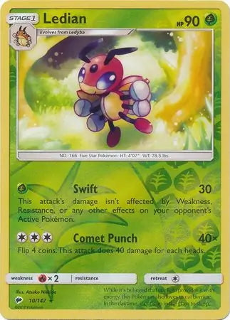 Burning Shadows Ledian #10/147 reverse holo