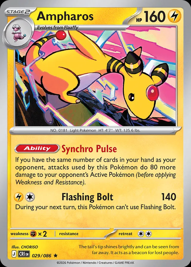 Chaos Rising Non - Holo Ampharos #029/86