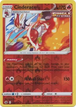 Chilling Reign Cinderace #28/198 reverse holo