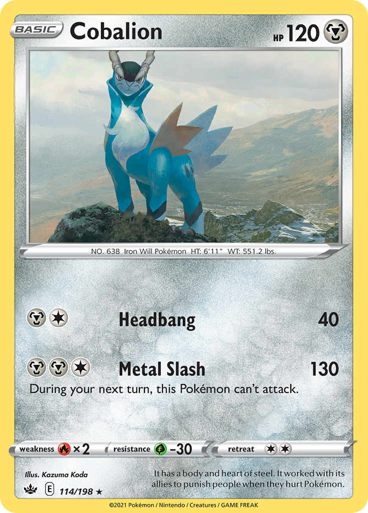 Chilling Reign Non - Holo Cobalion #114/198