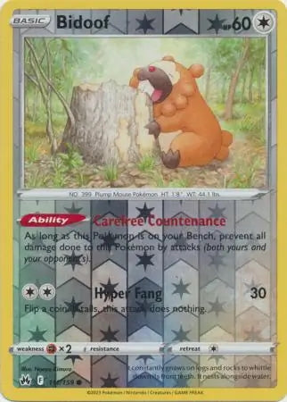 Crown Zenith Bidoof #111/159 reverse holo
