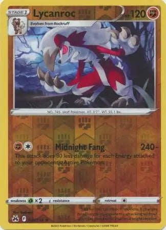 Crown Zenith Lycanroc #74/159 reverse holo