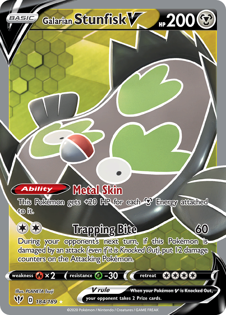 Darkness Ablaze Galarian Stunfisk V #184/189
