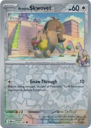 Destined Rivals Arven's Skwovet #158/182 reverse holo