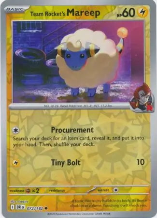 Destined Rivals Team Rocket's Mareep #72/182 reverse holo