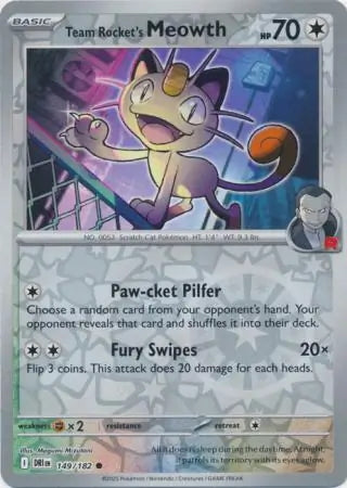 Destined Rivals Team Rocket's Meowth #149/182 reverse holo
