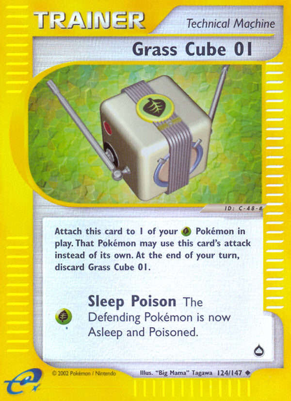 E-Series Aquapolis Grass Cube 1 #124/147 reverse holo