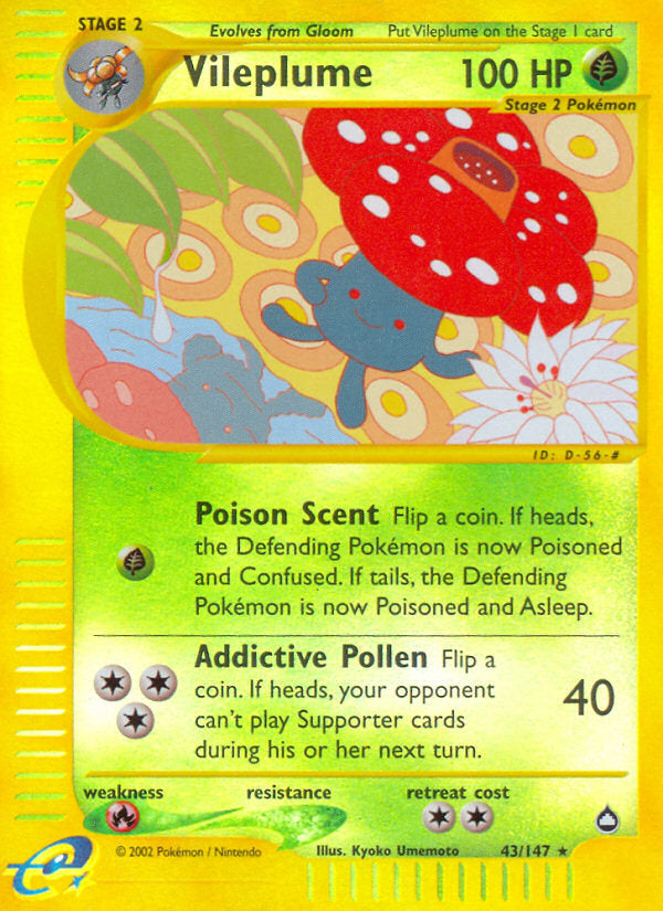 E-Series Aquapolis Vileplume #43/147 reverse holo