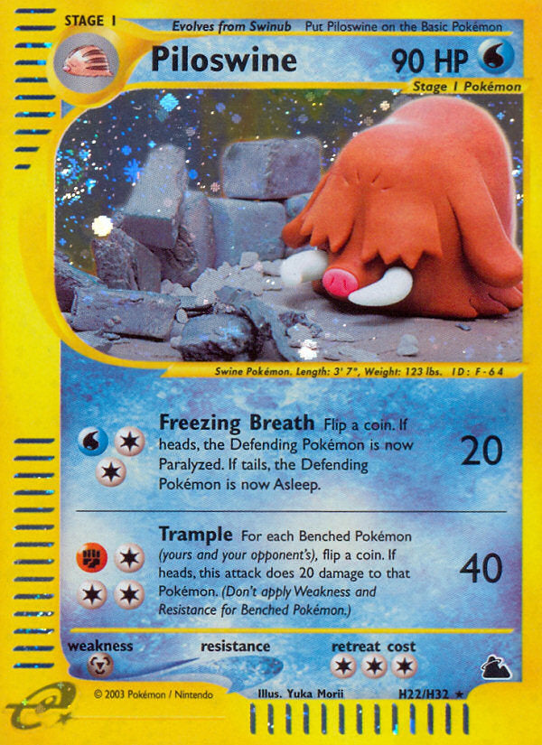 E-Series Skyridge Holo Piloswine #H22/H32
