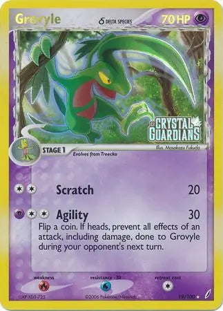 EX Crystal Guardians Grovyle #19/100 reverse holo