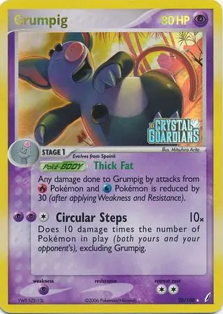 EX Crystal Guardians Grumpig #20/100 reverse holo