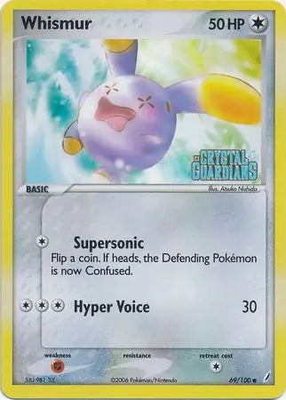 EX Crystal Guardians Whismur #69/100 reverse holo
