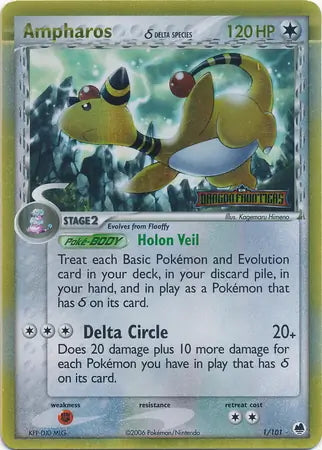 EX Dragon Frontiers Ampharos #1/101 reverse holo
