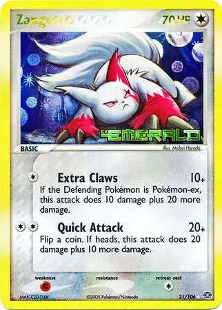 EX Emerald Zangoose #21/106 reverse holo