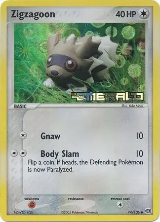 EX Emerald Zigzagoon #74/106 reverse holo