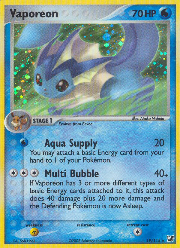 EX Unseen Forces Holo Vaporeon #19/115