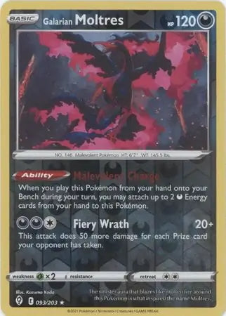Evolving Skies Galarian Moltres #93/203 reverse holo