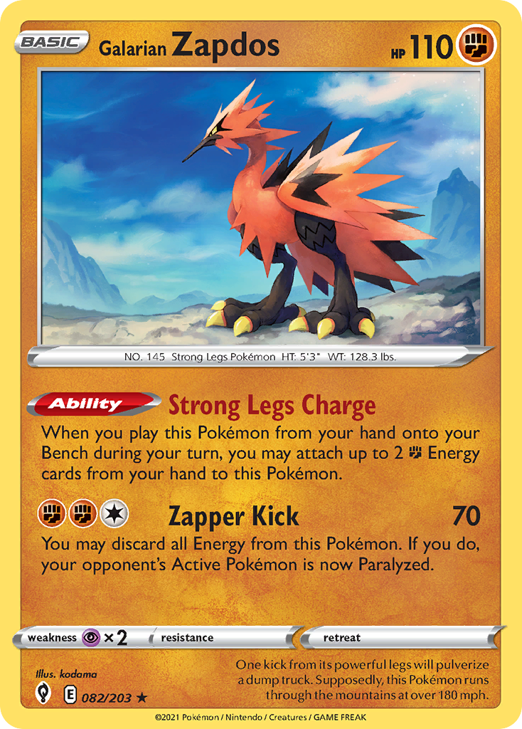 Evolving Skies Holo Galarian Zapdos #82/203