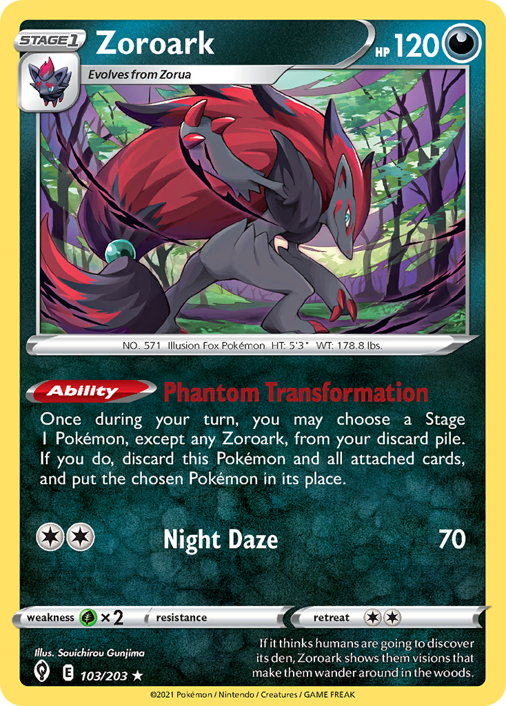 Evolving Skies Non - Holo Zoroark #103/203