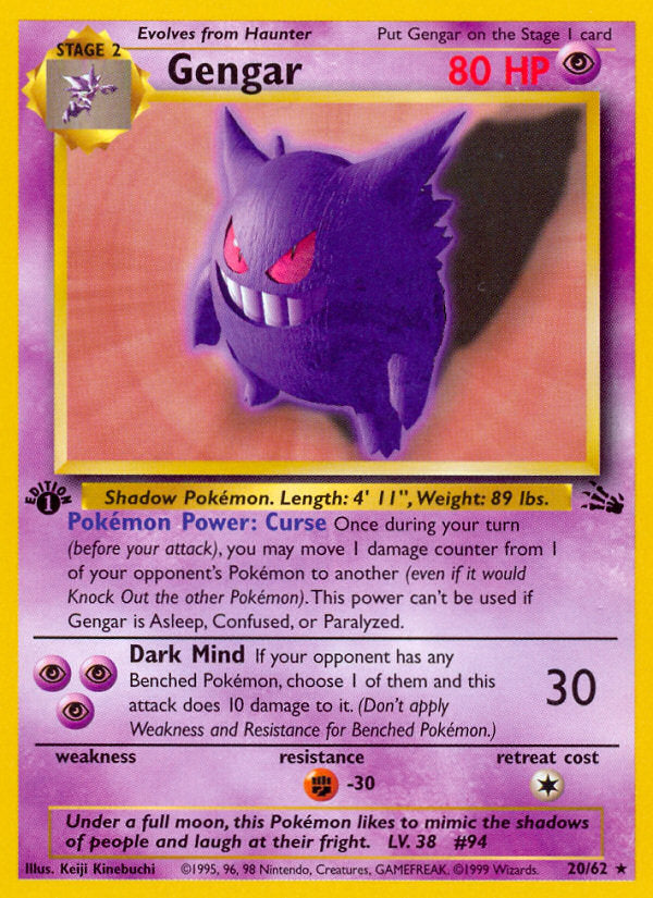 Fossil set Non Holo Gengar #20/62 first edition