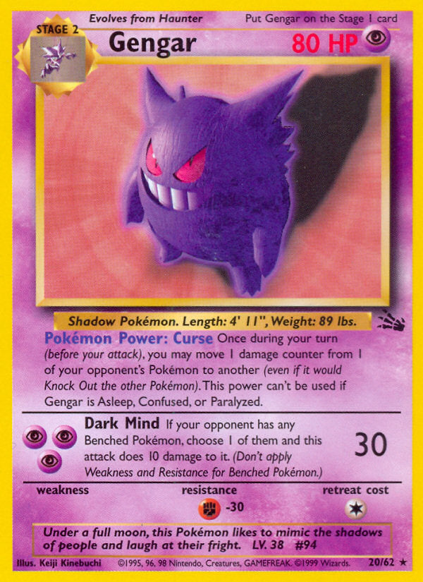Fossil set Non Holo Gengar #20/62 unlimited