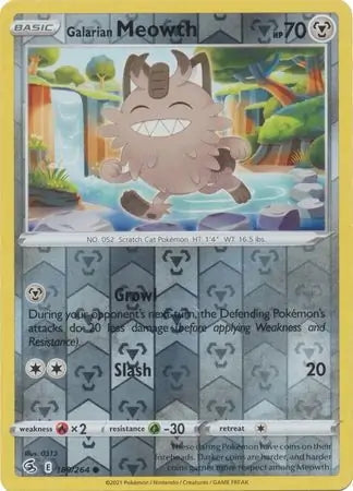 Fusion Strike Galarian Meowth #180/264 reverse holo