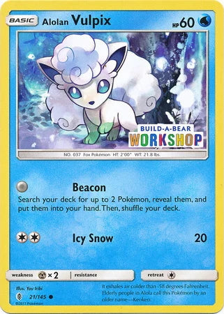 Guardians Rising Alolan Vulpix #21 Build A Bear Promo
