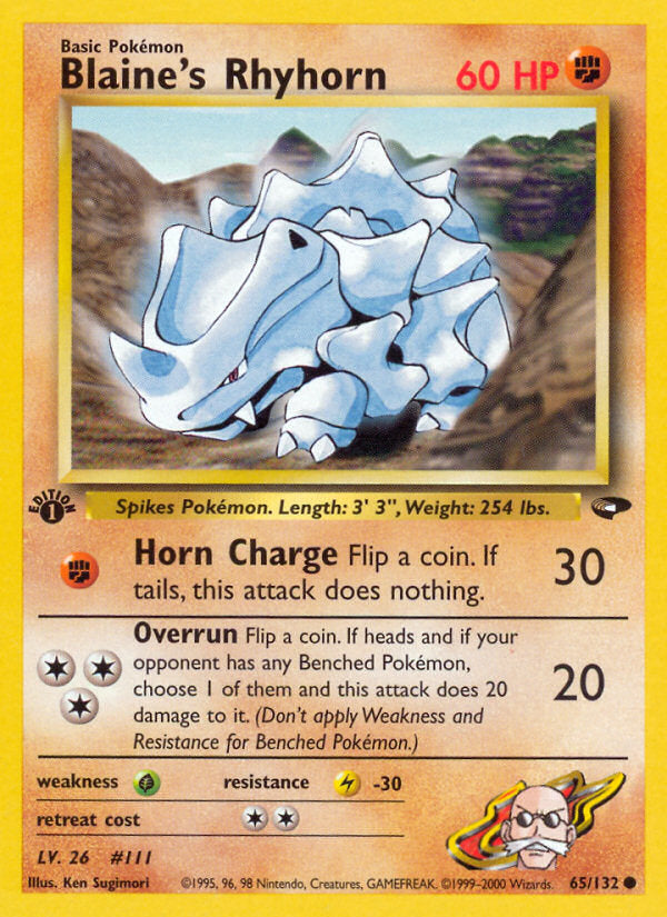Gym Challenge Blaine's Rhyhorn #65/132 first edition