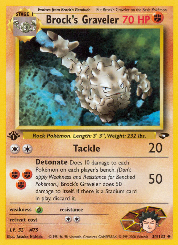Gym Challenge Brock's Graveler #34/132 first edition