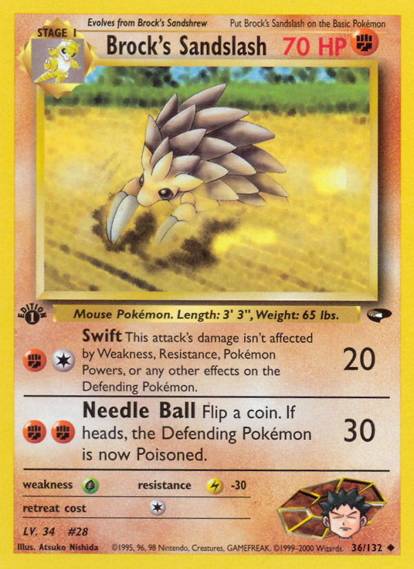 Gym Challenge Brock's Sandslash #36/132 first edition