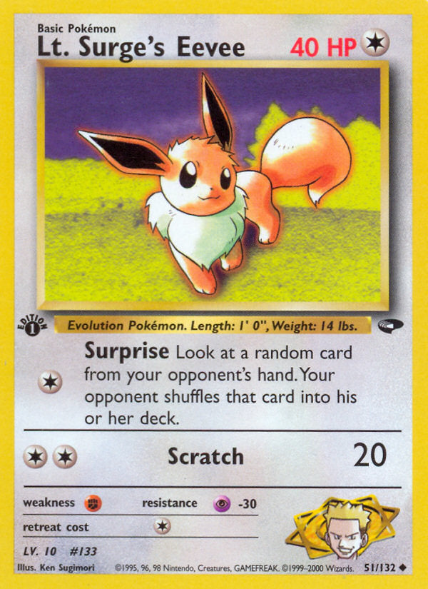 Gym Challenge Lt. Surge's Eevee #51/132 first edition