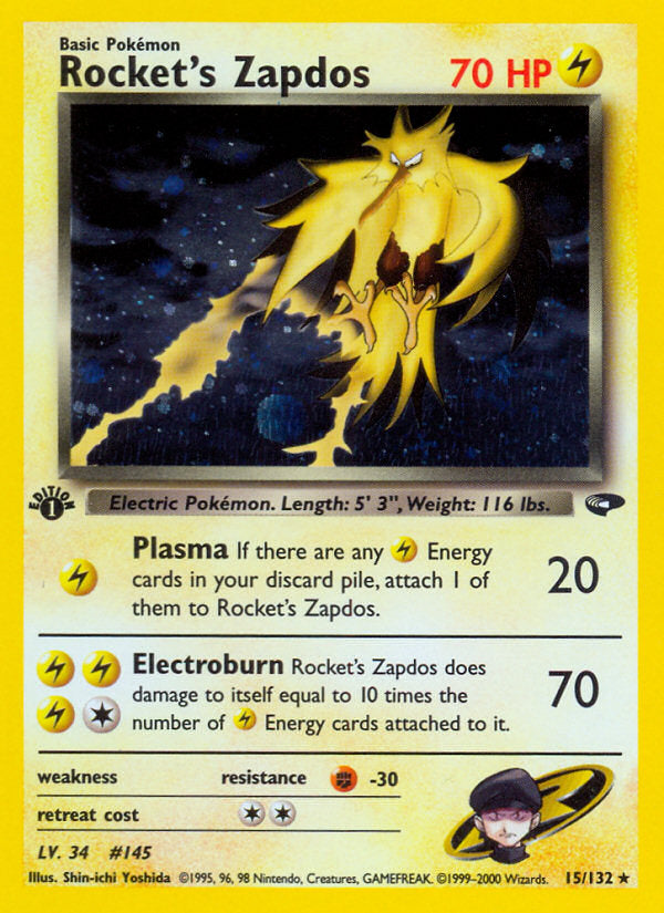 Gym Challenge Holo Rocket's Zapdos #15/132 first edition